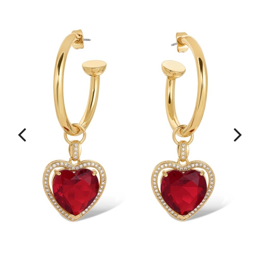 Vanessa Mooney Gold and Red Heart Earrings